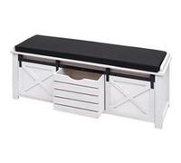 Banc avec compartiments de rangement HWC-H53 shabby 43x102x33cm blanc