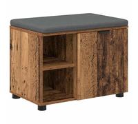Banc avec Coussin en Bois d'Ingénierie pour Couloir 60 x 38 x 46 cm | Étagères intégrées, pieds réglables, coussin pleine longueur, entretien facile, style scandinave