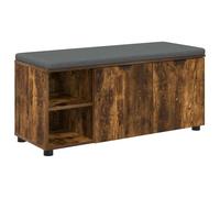 Banc avec Coussin en Bois d'Ingénierie Uzený Dub 100 x 38 x 46 cm | Bois d'ingénierie durable, coussin pleine longueur, étagères de rangement, pieds réglables, entretien facile