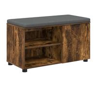 Banc avec Coussin en Bois d'Ingénierie Uzený Dub 80 x 38 x 46 cm | Bois d'ingénierie durable, coussin pleine longueur, étagères intégrées, pieds réglables, entretien à l'éponge humide, usage