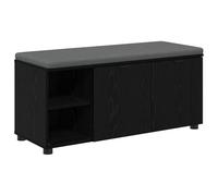 Banc avec Coussin et Étagères en Bois d'Ingénierie Noir Chêne 100 x 38 x | Bois d'ingénierie durable, coussin pleine longueur, pieds réglables, entretien facile, intérieur moderne