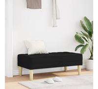 Banc avec coussin noir en tissu moderne 113 x 57 x 39 cm Banc rembourré pour salon, couloir, couloir avec pieds en bois et coussin d'assise confortable, idéal comme banc de garde-robe et étagère à
