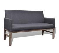 Banc Avec Coussin Rembourré Tissu Hévéa Gris Foncé Gris