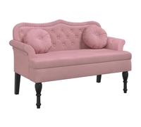 Banc avec coussin rose 120,5 x 65 x 75 cm - Housse en velours 100 % polyester, contreplaqué et bois d'hévéa massif - Parfait pour le salon et les petites pièces - Durable et élégant