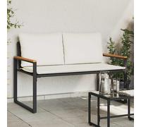 vidaXL Banc avec coussin Rotin extérieur 115 x 65 x 72 cm Noir et crème
