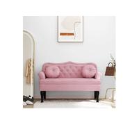 vidaXL Banquette avec coussins, accoudoir et dossier, pieds en bois, rose velours