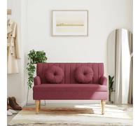 vidaXL Banc avec coussins 113x64,5x75,5 cm – Accoudoir, dossier, pieds bois – Tissu rouge bordeaux