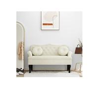 vidaXL Banc avec coussins 120,5x65x75 cm – Velours, dossier et accoudoir, pieds en bois – Crème