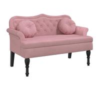 Banc avec Coussins Rose 120,5 x 65 x 75 cm en velours et contreplaqué et bois d'hévéa massif avec assise confortable 11419