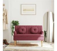 vidaXL Banc avec Coussins, Canapé avec Accoudoir et Dossier, Banquette avec Pieds en Bois, Siège de Salle de Séjour, Moderne, Rouge Bordeaux Tissu