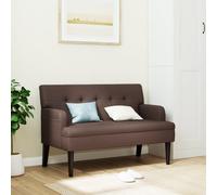 vidaXL Banc avec dossier et accoudoir, pieds en bois, marron similicuir, moderne