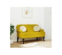vidaXL Banc avec dossier 372162 – Banquette moderne velours jaune, accoudoirs, pieds en bois