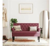 vidaXL Banc avec Dossier, Canapé avec Accoudoir, Banquette avec Pieds en Bois, Siège de Salon Salle de Séjour, Moderne, Rouge Bordeaux Tissu
