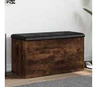 Banc avec espace de rangement - Chêne fumé - 82 x 42 x 45 cm - Rembourré - Avec couvercle à rabat et coussin - Pour couloir, couloir, salon, comme banc à chaussures et banc de garde-robe