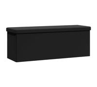 Banc avec espace de rangement et assise rembourrée, banc de rangement pliable en bois et PVC, 110 x 38 x 38 cm, noir, peu encombrant, pour couloir, salon, chambre à coucher, couloir