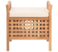 Banc avec espace de rangement et coussin en bois de noyer massif 49 × 48 × 49 cm pour couloir, chambre à coucher, salon, couloir avec rabat et rembourrage pour un rangement et un rangement peu