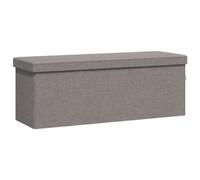 Banc avec espace de rangement et rabat, pliable, aspect lin, gris clair, 110 x 38 x 38 cm, assise rembourrée, organiseur pour couloir, chambre à coucher, salon, couloir, rangement peu encombrant