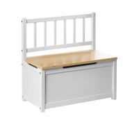 Banc avec Rangement Scandinave en Contreplaqué de Pin Meuble Enfant Blanc et Mar