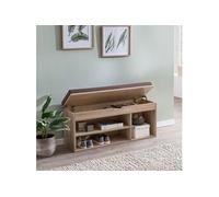 Banc avec rangements et coussin d'assise 104x32x51 cm naturel