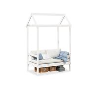 Banc avec toit blanc 117,5x70x176,5 cm bois de pin massif