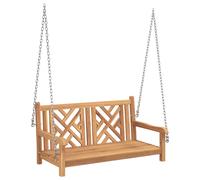 vidaXL Banc balançoire 114 x 60 x 64 cm Bois de teck massif, résistant aux intempéries, beige