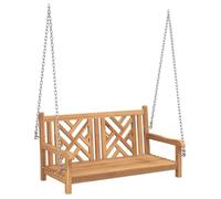 vidaXL Banc balançoire 114 x 60 x 64 cm Bois de teck massif, résistant aux intempéries, beige