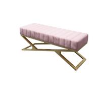 Banc Banc de chambre à coucher, banc ottoman de lit d'extrémité avec pieds en métal doré, banc d'entrée rembourré, banc à chaussures moderne for salon d'entrée Tabouret de Chambre(Pink,120*40*44cm)