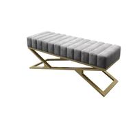 Banc Banc de chambre à coucher, banc ottoman de lit d'extrémité avec pieds en métal doré, banc d'entrée rembourré, banc à chaussures moderne for salon d'entrée Tabouret de Chambre(Grigio,100*40*44cm)