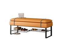 Banc Banc de chevet avec étagère à chaussures, bancs de chambre rembourrés modernes, repose-pieds, banc d'intérieur for entrée, salon, chambre à coucher, salle à manger Tabouret de Chambre(Orange)