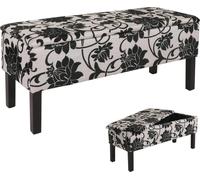 Banc Banc de rangement Renens tissu/textile 95x36x44 cm FSC®-certifié ~ jacquard noir