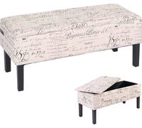 Banc/Coffre de Rangement Renens, 95x36x44, Tissu - Motif écriture