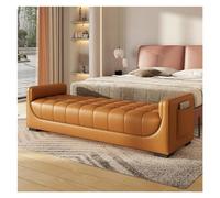 Banc Banc Ottoman en Cuir for Chambre à Coucher, Banc d'extrémité de lit rembourré, Banc à Chaussures d'entrée Moderne avec accoudoirs et Poches de Rangement, Banc de Salon, Banc de Salle à Manger Tab