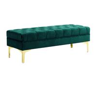 Banc banquette capitonnée HOMCOM bout de lit style classique chic dim. 118L x 45l x 42H cm piètement métal doré velours vert