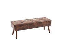 HomCom Banc bout de lit capitonné Vintage 114x38x42 cm piètement bois Marron effet vieilli