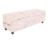 Banc/banquette/coffre de rangement Kriens, 112x45x45cm, tissu, crème / jacquard noir Beige G