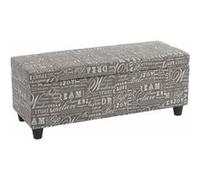 Banc/banquette/coffre de rangement Kriens, 112x45x45cm, tissu gris words fabric