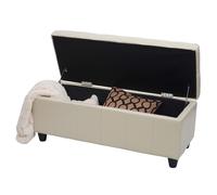 Mendler Banc/Banquette/Coffre de Rangement Kriens, 114x45x45cm, Similicuir - crème