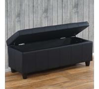 Mendler Banc coffre de rangement Kriens Similicuir 114x45x45 cm Noir mat