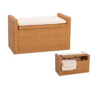 Banc Banquette/Coffre de Rangement M92, rotin - Couleur Miel
