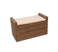 Banc banquette / coffre de rangement M92, rotin kubu, gris