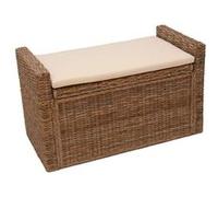 Banc banquette / coffre de rangement M92, rotin kubu, gris Gris G