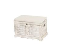 Banc banquette / coffre de rangement T356, style shabby 50x76x45cm ~ blanc