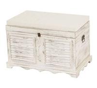Banc banquette / coffre de rangement T356, style shabby 50x76x45cm blanc Blanc G