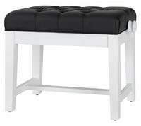 Banc Banquette de Piano Similicuir Tabouret Réglable en Hauteur Bois Blanc Mat