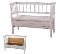 Banc banquette de rangement - T207 - Bois blanc shabby chic - Vintage - Grand espace de rangement
