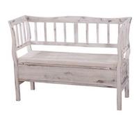 Mendler Banc Banquette de Rangement T207 bahut Coffre avec Coussin - Bois Blanc Shabby Chic