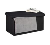 relaxdays Banquette, Espace de Rangement, Effet Lin, rembourré,entrée, Chambre à Coucher,Coffre HlP 38x76,5x38,5cm,Noir