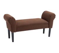 HOMCOM Banc Entrée Bout de Lit Rembourré pour Chambre à Coucher, Tissu à Voile, Marron, 102 x 36 x 51 cm