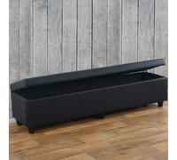 Mendler Banc banquette Kriens XXL 180 x 45 x 45 cm en similicuir noir mat