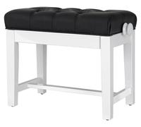 Banc Banquette Piano Similicuir Tabouret Réglable en Hauteur Bois Blanc Brillant